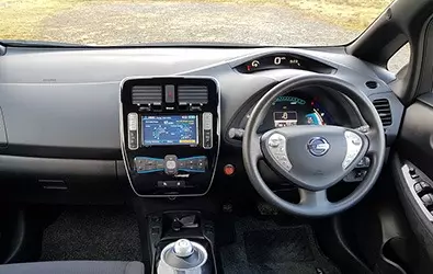 black interior of a nissan leaf tekna